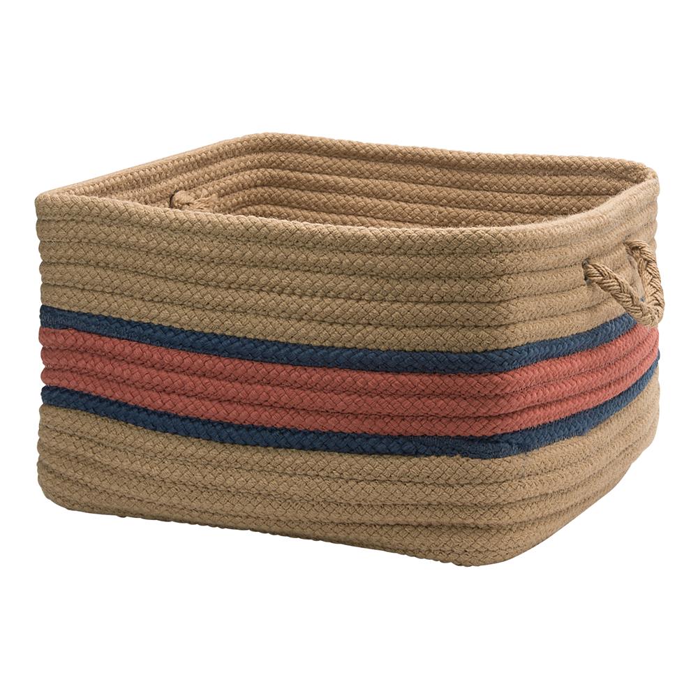 Colonial Mills GA03A014X010S Garden Banded - Terracotta/Jasmine 14"x10" Square Utility Basket